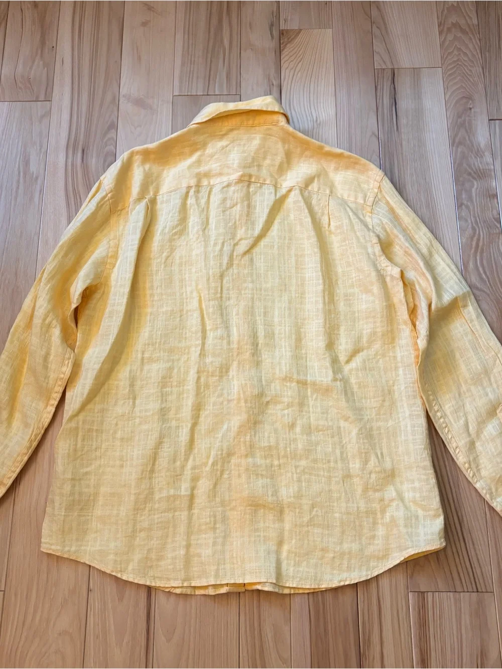 Jos. A Bank Yellow Linen Button Front Long Sleeve Shirt